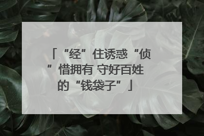 “经”住诱惑“侦”惜拥有 守好百姓的“钱袋子”