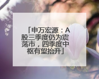 申万宏源：A股三季度仍为震荡市，四季度中枢有望抬升