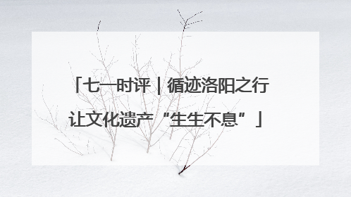 七一时评｜循迹洛阳之行 让文化遗产“生生不息”