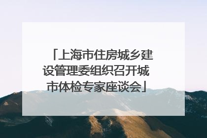 上海市住房城乡建设管理委组织召开城市体检专家座谈会