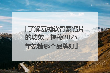 了解氨糖软骨素钙片的功效，揭秘2025年氨糖哪个品牌好