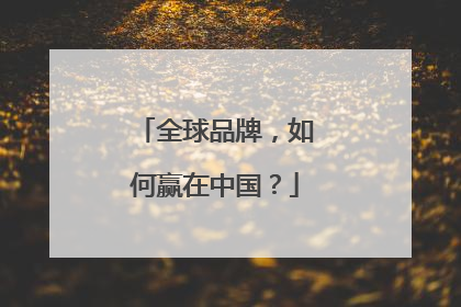 全球品牌，如何赢在中国？