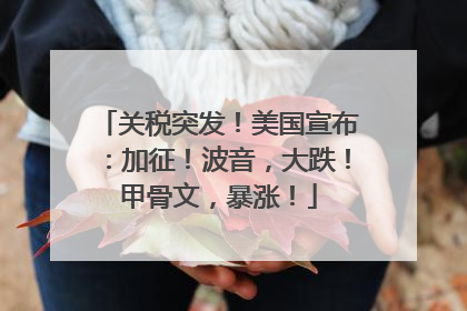 关税突发！美国宣布：加征！波音，大跌！甲骨文，暴涨！