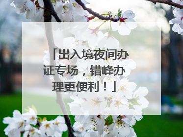 出入境夜间办证专场，错峰办理更便利！