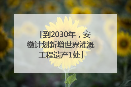 到2030年，安徽计划新增世界灌溉工程遗产1处