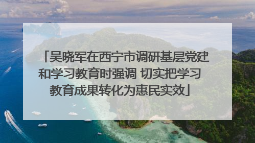 吴晓军在西宁市调研基层党建和学习教育时强调 切实把学习教育成果转化为惠民实效