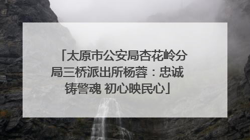 太原市公安局杏花岭分局三桥派出所杨蓉：忠诚铸警魂 初心映民心
