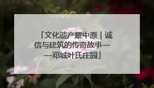 文化遗产耀中原｜诚信与建筑的传奇故事——邓城叶氏庄园