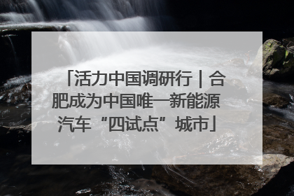 活力中国调研行｜合肥成为中国唯一新能源汽车“四试点”城市