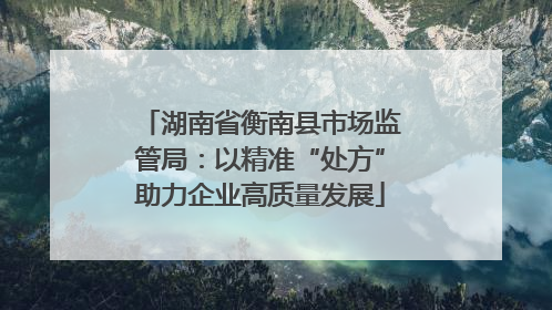 湖南省衡南县市场监管局：以精准“处方”助力企业高质量发展
