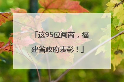 这95位闽商，福建省政府表彰！