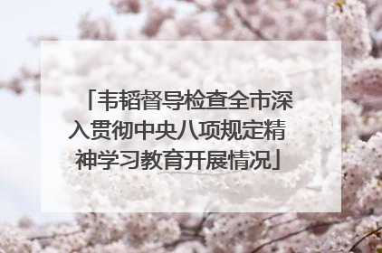 韦韬督导检查全市深入贯彻中央八项规定精神学习教育开展情况