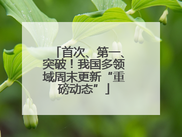 首次、第一、突破！我国多领域周末更新“重磅动态”