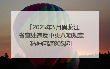 2025年5月黑龙江省查处违反中央八项规定精神问题805起