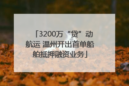 3200万“贷”动航运 温州开出首单船舶抵押融资业务