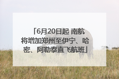 6月20日起 南航将增加郑州至伊宁、哈密、阿勒泰直飞航班