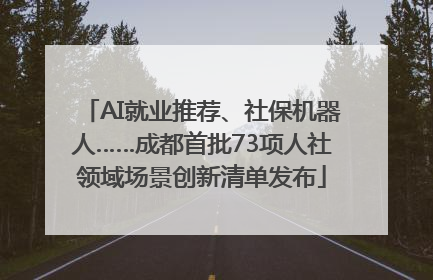 AI就业推荐、社保机器人……成都首批73项人社领域场景创新清单发布